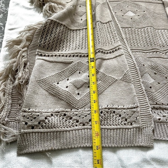 Treasure & Bond Taupe Armholes One Size Open Front Fringe Color Taupe - Picture 5 of 7